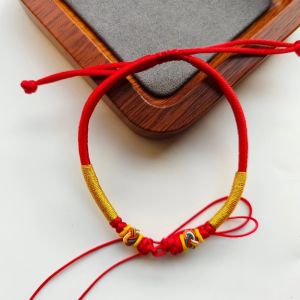 Adjustable Handmade Woven Cat Dog Necklace Pendant Collar Half Finished Product Longevity Lock Bell Rope Jewelry Accessory