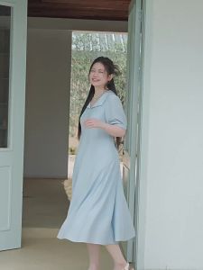 Split Design Elegant Office V-Neck A-Line Dress for Plus Size Women Summer