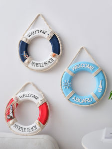 Mediterannean Wooden Welcome Sign Wall Decorations Creative Ocean Theme Decorative Accessories Wooden Life Jacket Hanging Ornaments