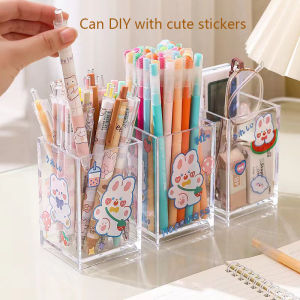 Transparent Tabletop Storage Box Makeup Brush Storage Box Multi-functional Cosmetic Holder Handmade DIY Student Pencil Case