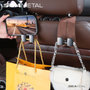 SEAMETAL Car Hook Double Head Hanging Hooks For Mobile Phone Holder Universal Hidden Car Headrest Hook Auto Interior Accessories