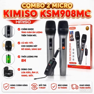 XẢ KHO | COMBO 2 MICRO Đa Năng KIMISO KSM908MC Pin Sạc Âm Thanh Chắc Vang Sáng Bắt Sóng Xa Sử Dụng Cho Loa Kéo Vang Amply