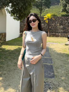 Áo Vest Cotton Cổ Tròn Không Đệm Ngực Mùa Thu 2025 Dành Cho Nữ Áo Ba Lỗ Không Tay Mặc Bên Trong Mặc Ngoài Trời Phong Cách Công Sở Mặc Thường Ngày