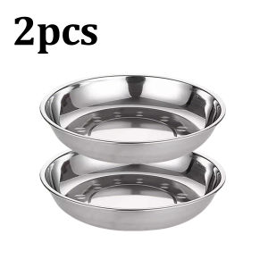 2pcs multifunctional stainless steel plates durable and easy to clean suitable for outdoor dining family activities fruit