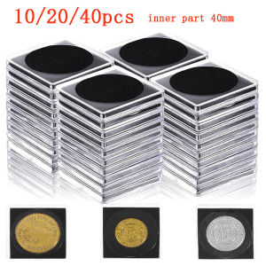 10/20/40pcs Clear Coin Snap Holders with Sponges Adjustable Coin Capsules for Coin Storage Collection Supplies Business Presents