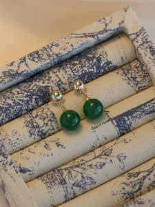 Elegant round Waterdrop Earrings Womens Fashion Jewelry  Green Color Chinese Style Unique Small Luxury Feelings Ear Studs