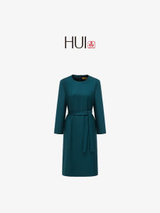 Elegant Slim Fit Cashmere Dress Dark Purple A-Line Pleated Waist-Cinching Vintage Style Spring Autumn Ladies Fashion