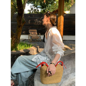 Gakee Official French Vintage Hollow out Black Shirt Womens Loose Long Sleeve Embroidered Shirt Breathable Cotton Casual Shirt