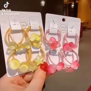 Set 8 Dây Cột Tóc Cho Bé Gái Siêu Dễ thương Màu Thạch Anh Xinh Xắn