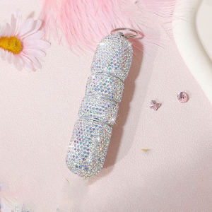 Portable Travel Aluminum Alloy Medicine Bottle with Diamond Embedded Three Sections Mini Medicine Box Waterproof Keychain