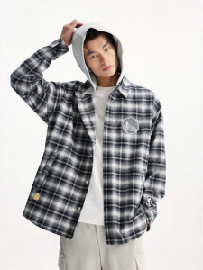 Jack Jones | NBA Collaboration Warriors Fashion Checkered Hooded Cotton Mens Shirt