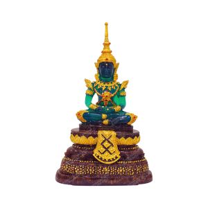 พระแก้ว มรกต ปางฤดู ร้อน หน้าตัก 4.5 นิ้ว สูง 11 นิ้ว ฐานเนื้อมวลสารแร่เหล็กน้ำพี้จากบ่อเหล็กน้ำพี้ จังหวัดอุตรดิตถ์