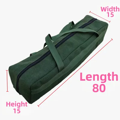 Thickened Canvas Long Camping Tent Pole Storage Bag with Handle And Stand Outdoor Picnic Supplies Durable Gear Bag for Hiking