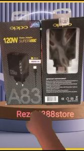 Charger for Oppo A83 120W Super Vooc Full Black Power Adapter Support Fast Charging