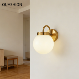 Globe Wall Sconce Modern Brass Milky White LED Wall Lamp Minimalist Nordic Bedside Light Bedroom Bathroom Living Room Decor E27