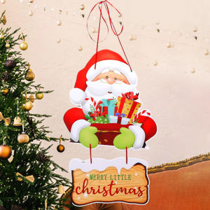 Merry Christmas ตะขอแขวนประตูสร้างสรรค์ต้อนรับคริสต์มาสองค์ประกอบคริสต์มาสแบนเนอร์กระดาษสำหรับงานปาร์ตี้ที่บ้านตกแต่งที่แขวนประตู