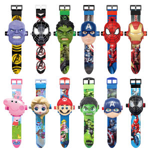 Childrens Toy Watch Spiderman Iron Man Frozen Mcqueen Anime Figure Cartoon Projection Electronic Watch Boy Girl Toys Gift