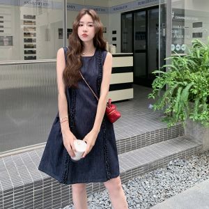YINLUOYA | French Style Denim Vest Dress Summer Trendy Beautiful A-Line Skirt Korean Version Loose Waist No Sleeve Round Neck Dress