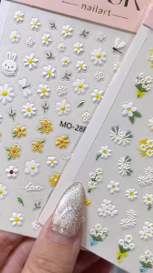 Soft Bloom 3D Nail Stickers | Pastel Garden Style for DIY Nails | Flowers & Ribbon Collection