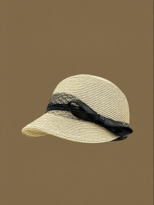Light Luxury Mesh & Bow Riding Hat Summer UV Protection Face Slenderizing Cap