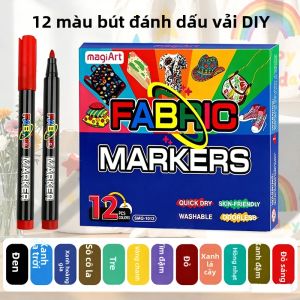 Bộ Bút Đánh Dấu Vải Dệt - 12/24/36 Màu Không Độc Hại Không Phai Mực Vải Vĩnh Cửu Đầu Nhỏ Dùng Cho Nghệ Thuật Thủ Công