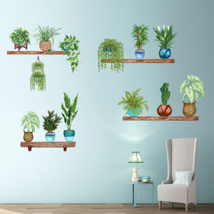 Creative Fresh Style Self Adhesive Wall Paper Living Room Bedroom Background Wall Decor Stickers Warm Green Plant Decals