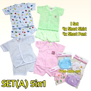 Newborn Baby Set 4xShirt & 4xPant Free 1 Booties & Mitten Set.