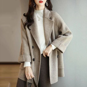 Big Sale Leak-Picking ~ Outlets Withdraw from Cupboard Withdraw Autumn and Winter Clothing Fashion Temperament Waist-Controlled Woolen Coat Outwear