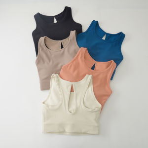 Integrated Fitness Tank Top Quick Dry Sports Underwear Yoga Running Outerwear Shockproof One Piece Nylon Sports Bra for Women