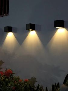 LED Outdoor Solar Wall Lamp Garden Square Light Fence Courtyard Patio Yard Home Exterior Decorative Lighting House Sconce