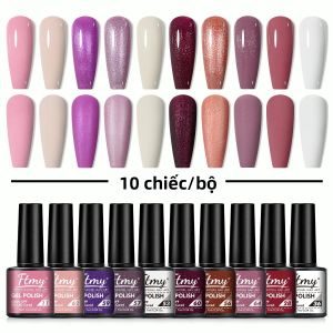 Bộ 10 Sơn Gel Móng Tay Màu Nude Nhũ Bộ Sưu Tập Xuân Hè Bán Vĩnh Cửu Tẩy Được Gel UV Bộ Dụng Cụ Làm Móng Nghệ Thuật 7ml