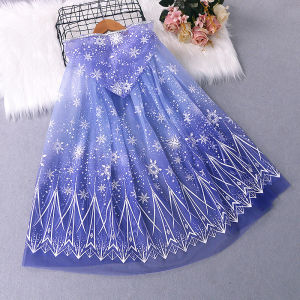 Elsa Princess Girls Lightweight Summer Outerwear Shawl Versatile Childrens Coat Gradient Pattern Fibre Material Princess Style