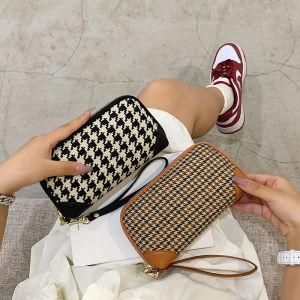 Large Capacity Long Womens Wallet Fashionable Handbag Multi-functional Zipper Money Clip Mobile Phone Pocket Canvas Material