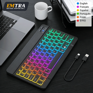 Keyboard For Tablet Android iOS Windows Wireless Keyboard Bluetooth-compatible Rainbow Backlit Keyboard For iPad Phone Spanish