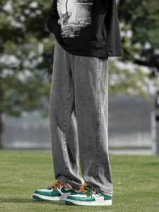 Fall Mens Straight Leg Jeans Winter Style Loose Wide Leg Pants High Street Hong Kong Style American Long Trousers