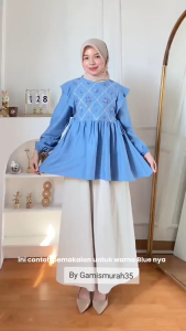 Mao Ukuran S M L XL XXL XXXL 5L Lilia Blouse Embroidery Premium Atasan Serut Bordir Wanita | Atasan Wanita Lengan Panjang Best Seller Ld 140 130 120 110 98 92 By Gamismurah35 | Blouse Terbaru Korean Style Kekinian Ootd Hijab