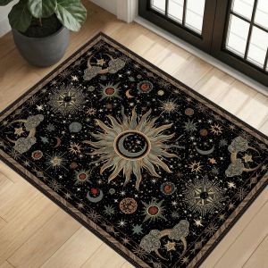 Celestial Sun Moon Star Carpet Aesthetic Bohemian Witchcraft Rug Vintage Non-Slip Area Mat Trendy Bedroom Living Room Decor