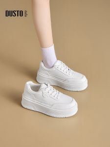 DUSTO | Thick Sole Womens White Shoes Casual Flat Shoes