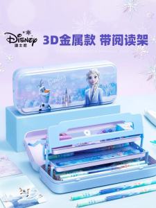 Disney Princess Elsa Metal Material Reading Bookshelf Multi-Function Luxury High-Tech Iron Box Advanced Pencil Case for Bé Gáis