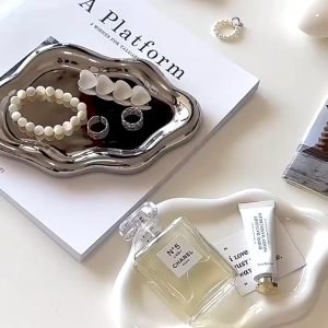 Cloud Ceramic Tray Single-Layer Light Luxury Jewelry Storage High-End Perfume Display Entrance Key Storage Orna