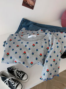 PAIBOLI | เสื้อยืดแขนสั้นผู้หญิงพิมพ์ลายดอกไม้สไตล์เกาหลี ทรงหลวม ระบายอากาศได้ดี ฤดูร้อน 2025 เสื้อผ้าทำงานแบบลำลอง