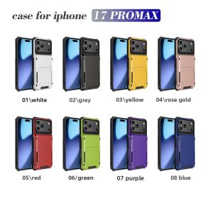 Wallet Card Slot Hard PC Protective Back Cover for iPhone 17 pro 17 Air 16 15 plus 14 13 12 11 pro Max XS XR - Durable Case