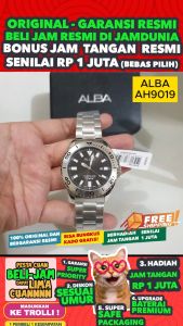 ALBA ORIGINAL - ALBA AH9019 X1 ALBA AH9019X1 Pria DY- Silver - Stainless Steel - Diameter 44mm - Water Resist 100 Meter - Jamdunia / Jam dunia JD19 # Jam Tangan Pria Jam Pria Jam Tangan Anti Air + ALBA AH90 19 AH 90 19 X1 AH9