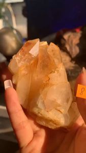 Tinh thể đá Thạch Anh Lemurian Citrine tự nhiên pha lê lấp lắm còn dính đất 844