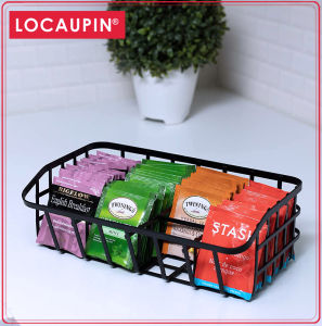 Locaupin Tea Bag Organizer Caddy Metal Tea Box Storage Holder for Tea Cups Pods Packets Condiment Accessories