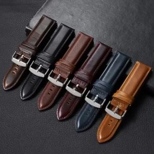 Genuine Leather Watch Strap 18mm 20mm 22mm 24mm 26mm Vintage Cowhide WatchBand Bracelet Men Women Universal Smartwatch Wristband