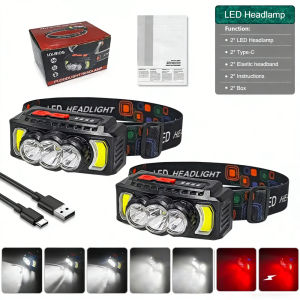 35000LM Headlamp Super Powerful Flashlights EDC LED Flashlight Portable Lights USB Rechargeable Lamp for Outdoor Camping Hiking