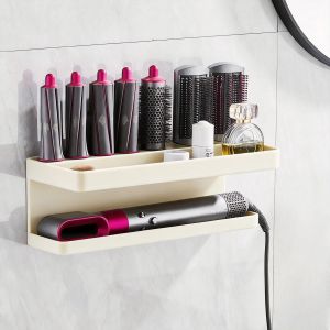 Giá Đỡ Máy Sấy Tóc Dyson Gắn Tường Không Cần Khoan Kệ Để Đồ Bằng Hợp Kim Nhôm Giá Đỡ Hai Tầng Giá Để Đồ Nhà Tắm Cho Airwrap