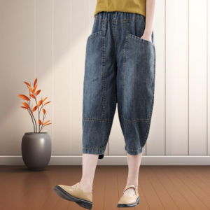 High Waist Loose Fit Dad Jeans Womens Summer Thin Style 2025 New Style Cuffed Straight Leg Casual Blue Denim Pants