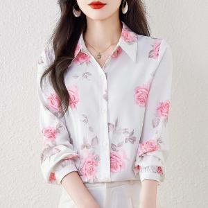 [Brand Big Sale] Elegant Tops Fashion Casual Printing Long Sleeves Chiffon Shirt Ladies Autumn Clothes New Arrival Beautiful